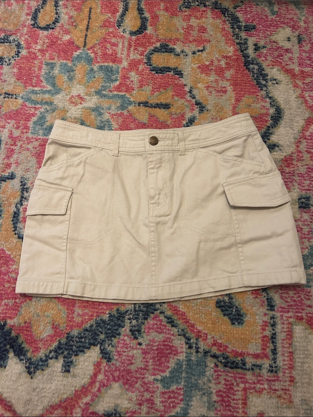 Billabong Cream Cargo Pocket Mini Skirt